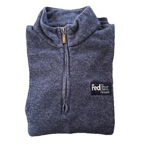 Vtg Mens Large Spell Out FedEx Ground Shipping Hoodie Sweatshirt Heather Blue